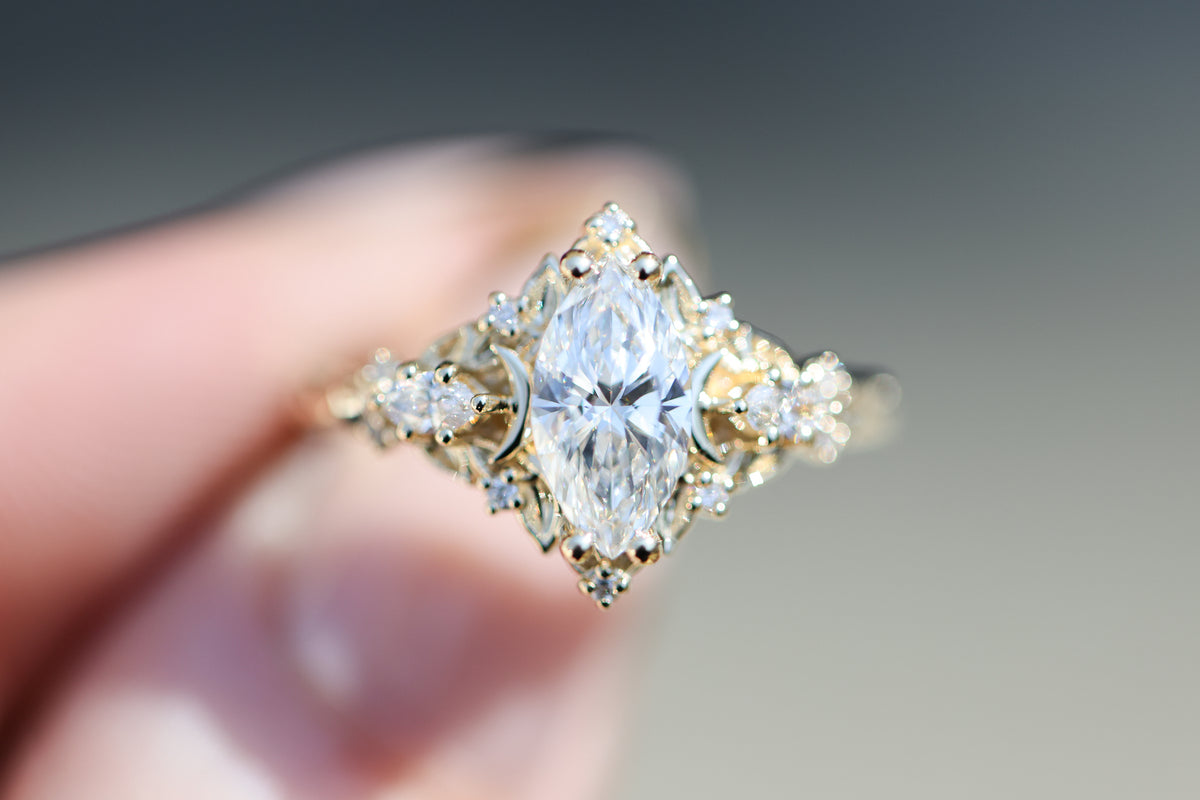 Briar Moon with 10x5mm marquise lab diamond