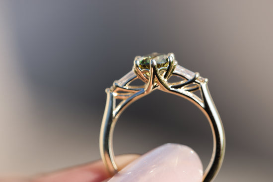The Maeve setting with lab green diamond- READY TO SHIP