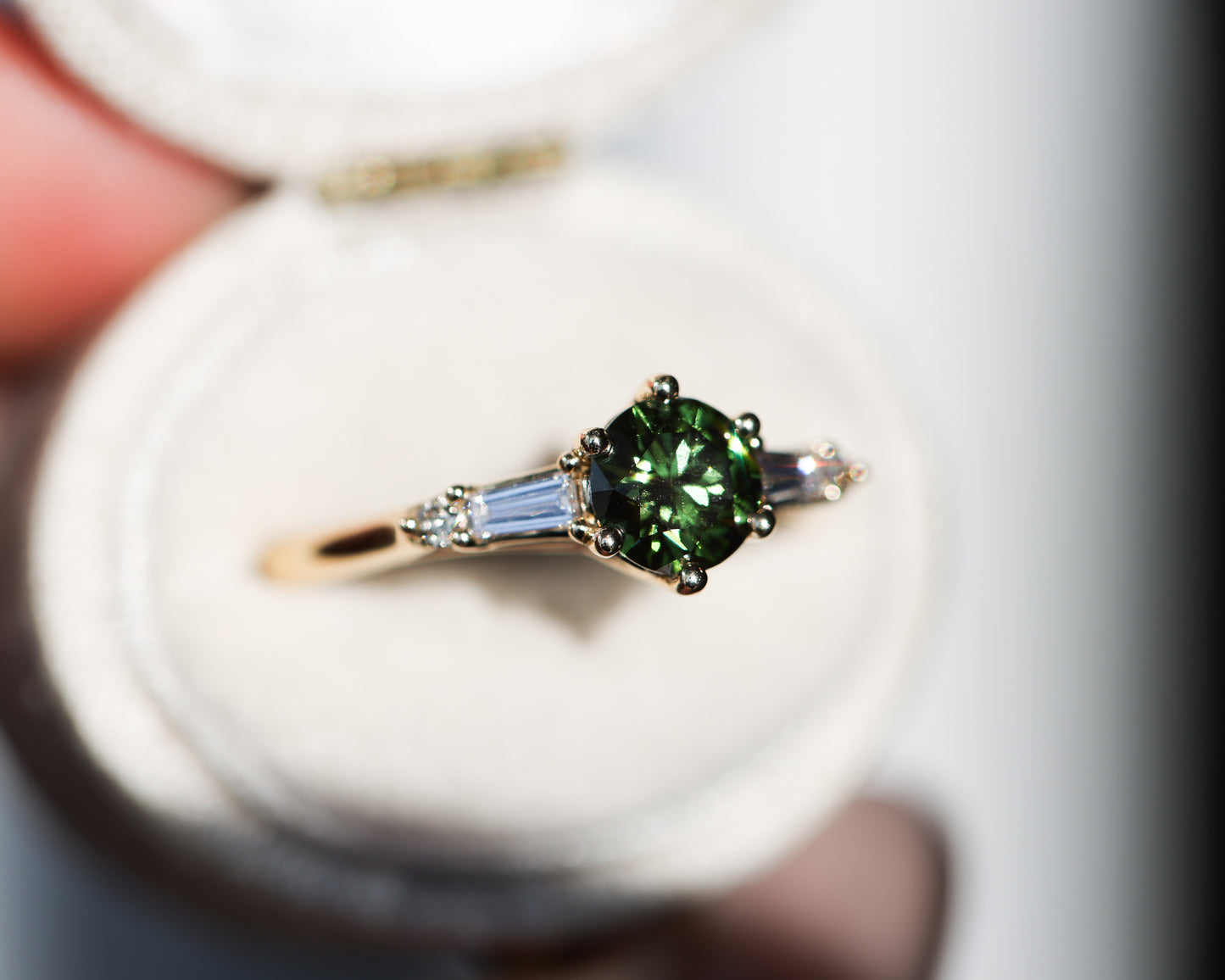 The Maeve setting with lab green diamond- READY TO SHIP