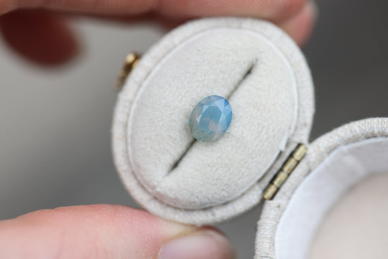 1.6ct oval opaque light blue sapphire