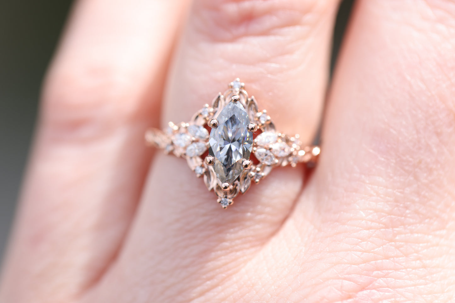 Briar rose starlight with marquise grey moissanite