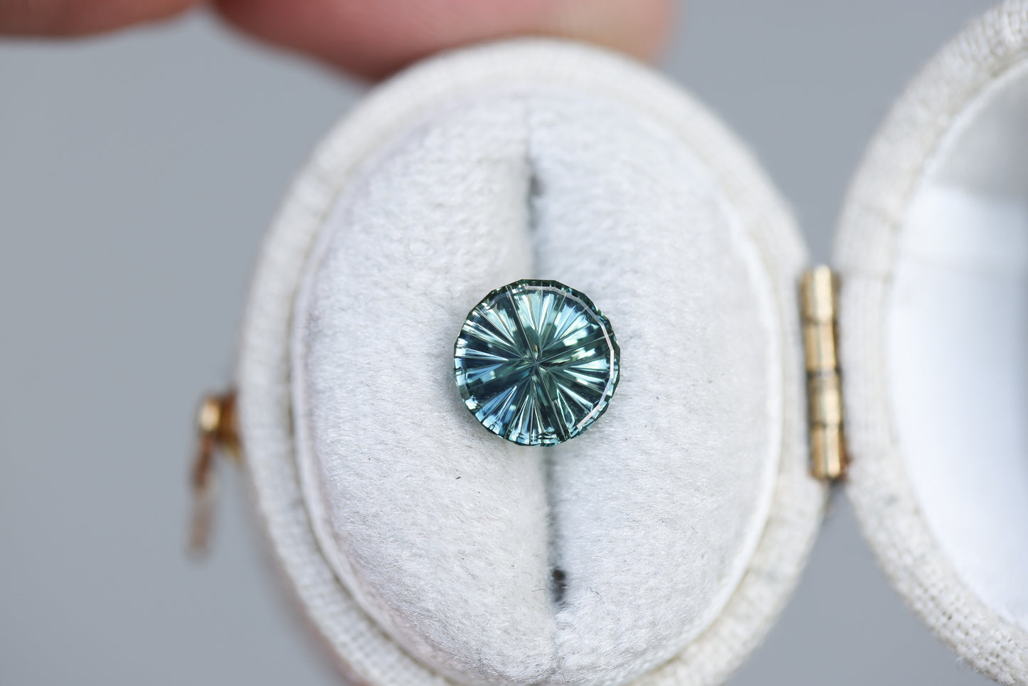 1.18ct round blue green sapphire - Starbrite cut by John Dyer