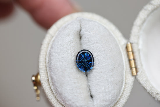 .85ct oval blue sapphire, Starbrite cut by John Dyer