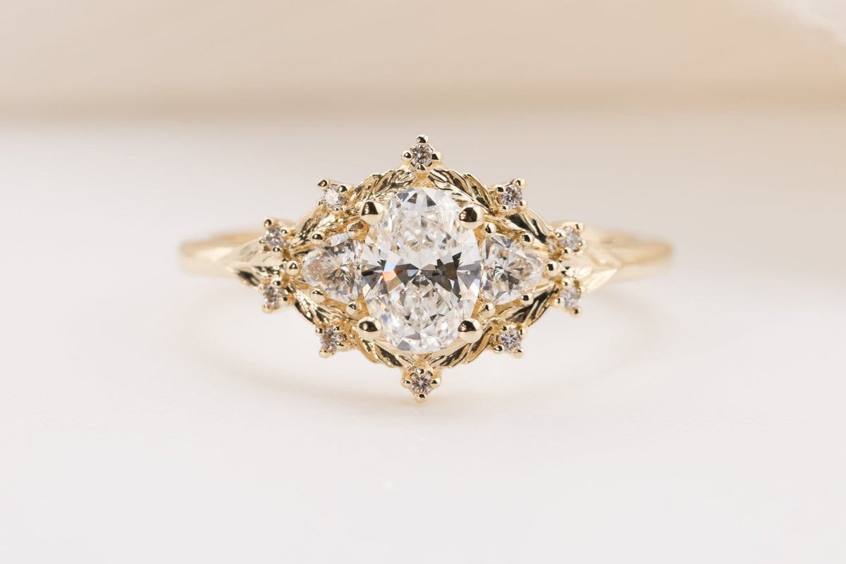 Woodland Three Stone with 7x5mm lab diamond