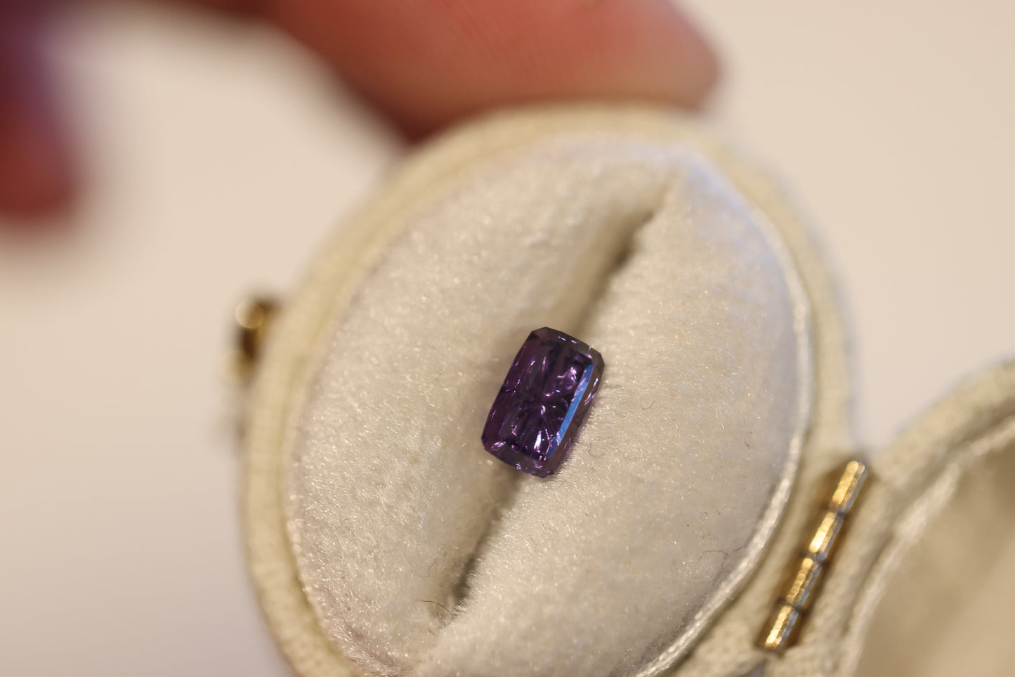 1.21ct blue to purple color change rectangle sapphire- Starbrite cut by John Dyer