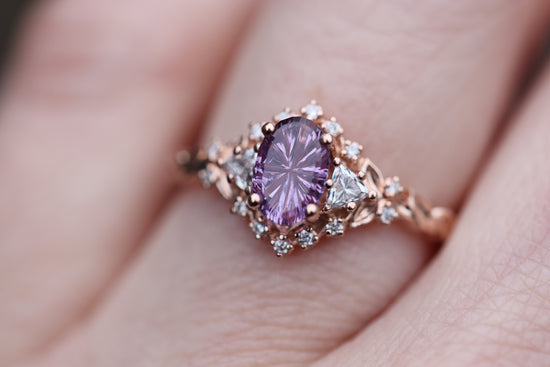 Briar rose half halo with oval purple Starbrite sapphire
