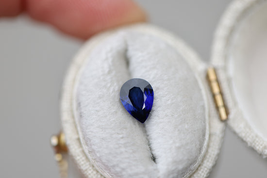 1.24ct pear dark velvet blue sapphire