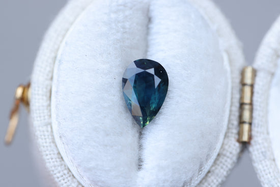1.47ct pear deep blue green teal sapphire