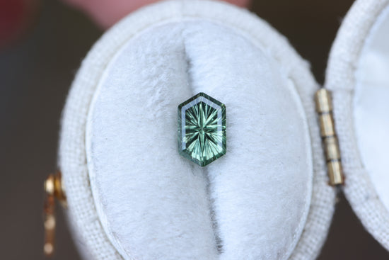 .91ct elongated hexagon green sapphire - Starbrite cut by John Dyer