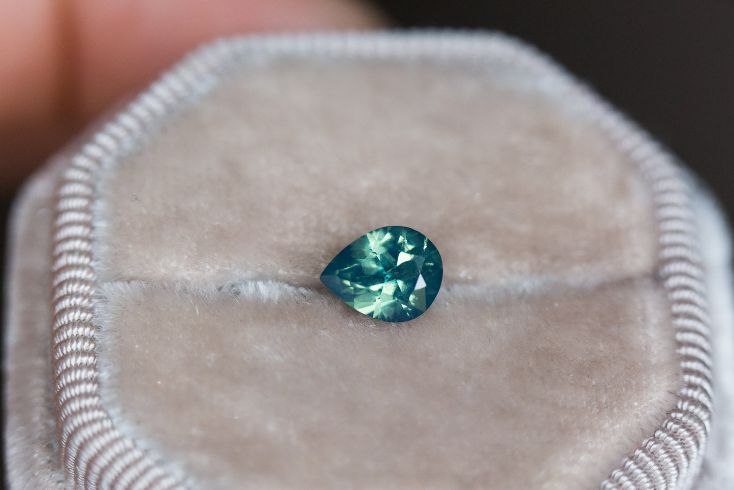 1.14ct pear opalescent teal sapphire