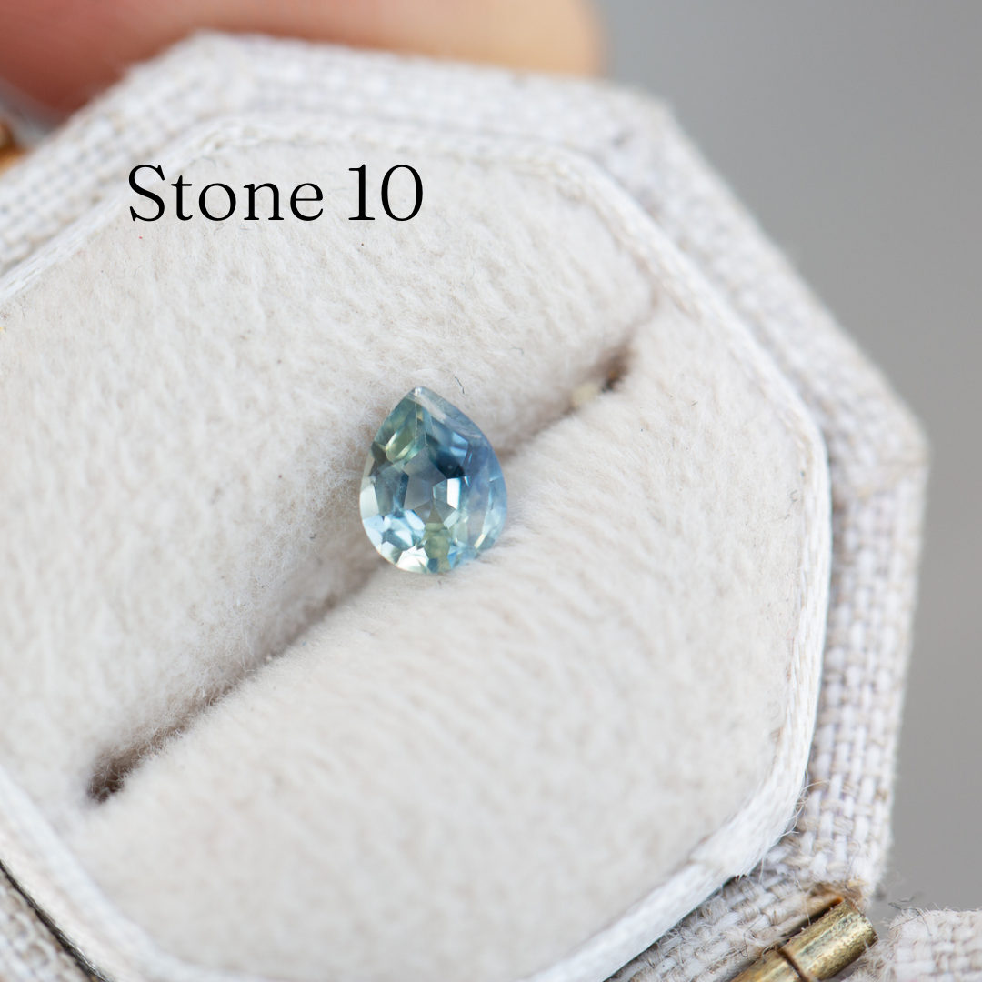 Briar rose three stone with unique pear sapphire center