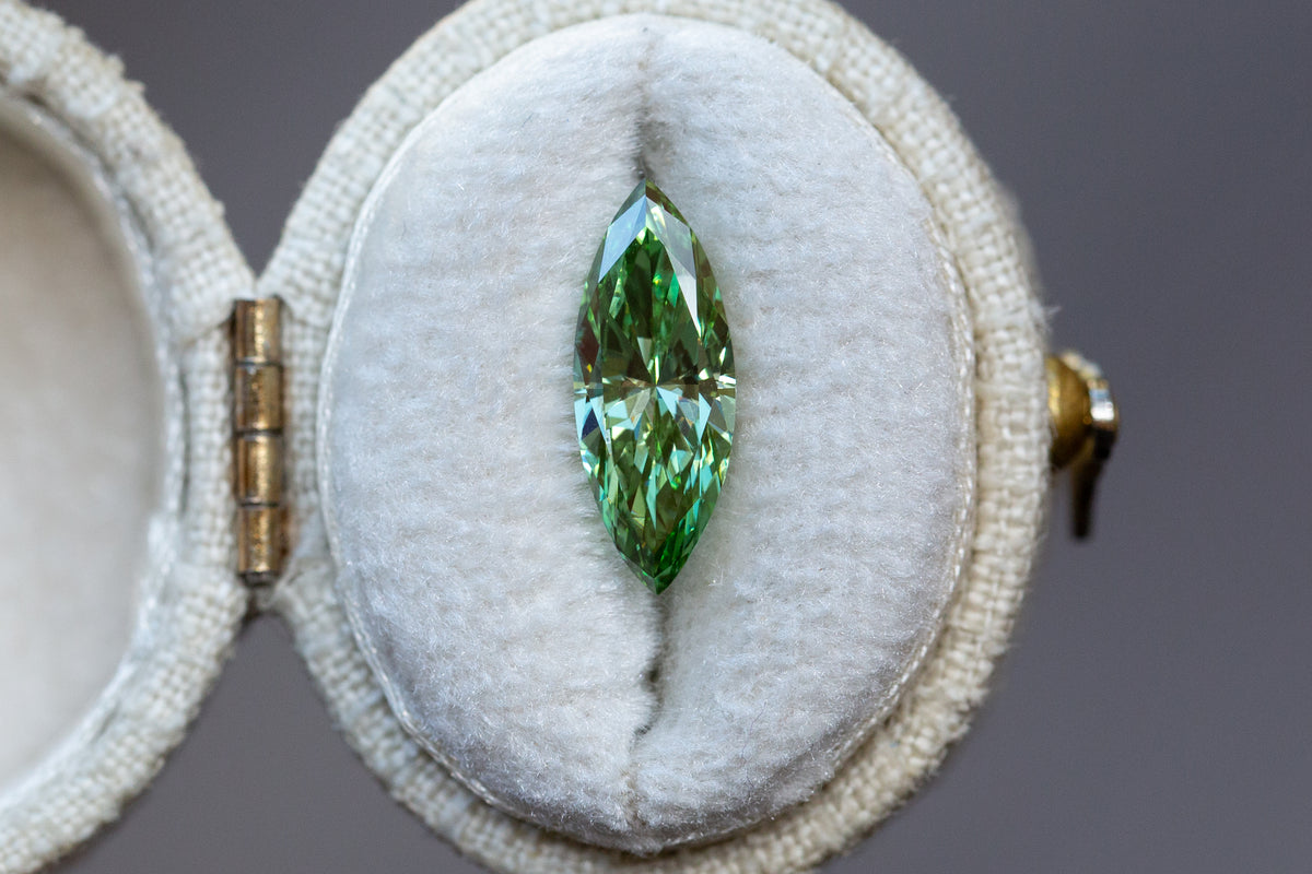 1.80ct Marquise Lab Diamond, Fancy Vivid Green VS1 – Oore Jewelry
