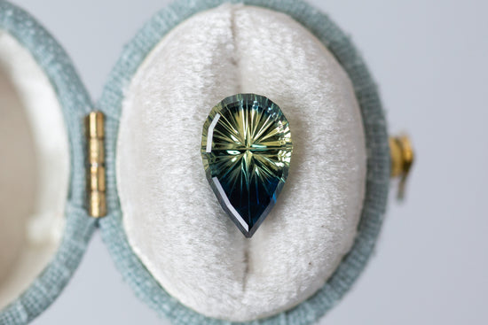 3.84ct Pear Blue and Yellow Parti Sapphire, Starbrite cut by John Dyer