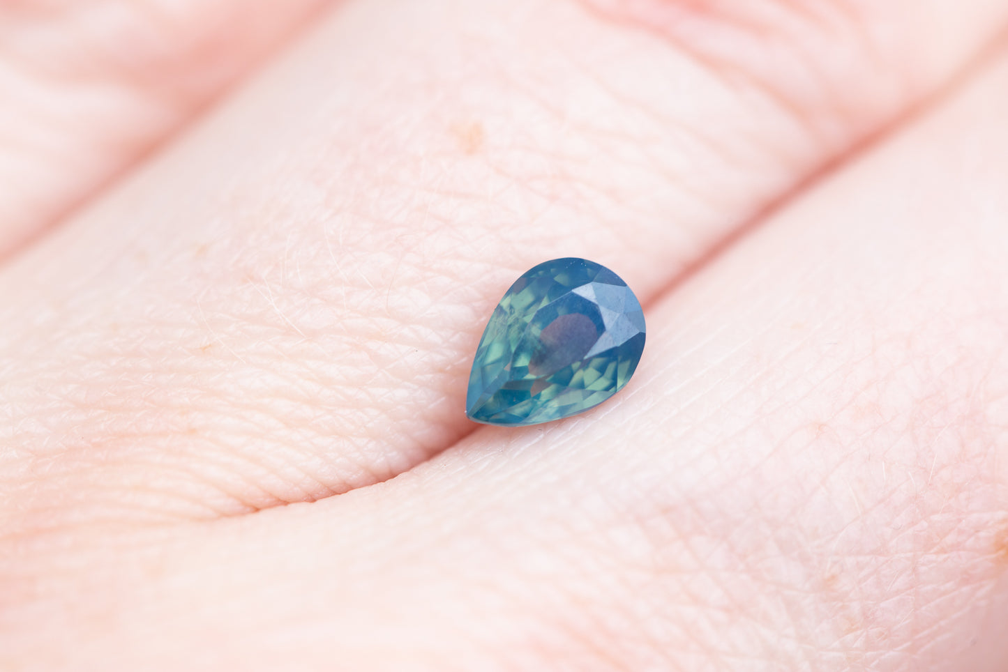 1.37ct pear opalescent blue teal sapphire
