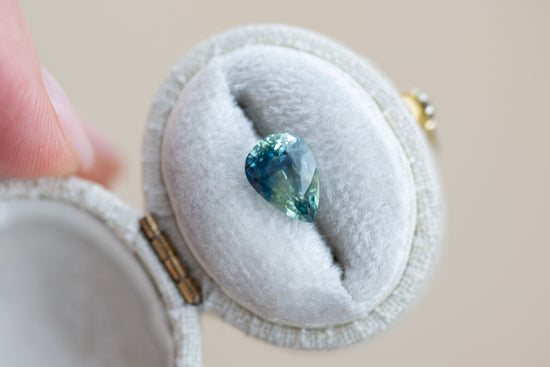 2.46ct Pear Teal and Light Green Sapphire