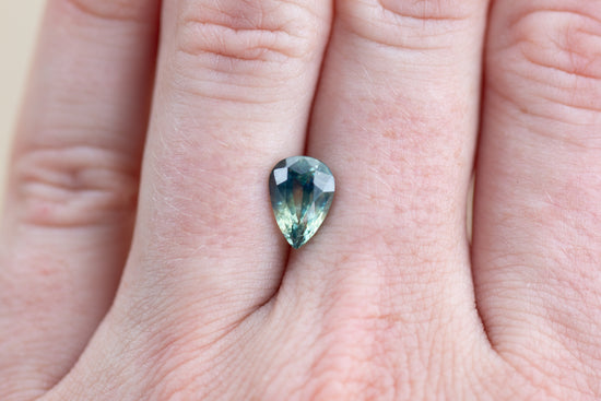 2.46ct Pear Teal and Light Green Sapphire