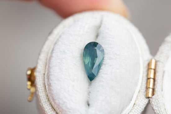 1.29ct pear opalescent teal green sapphire