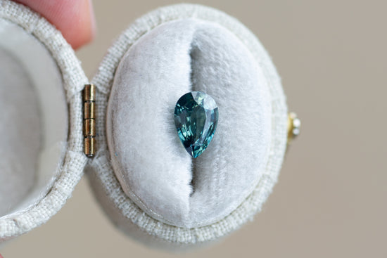 2.04ct Pear Green Teal Sapphire