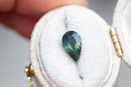 2.01ct pear opalescent teal green sapphire