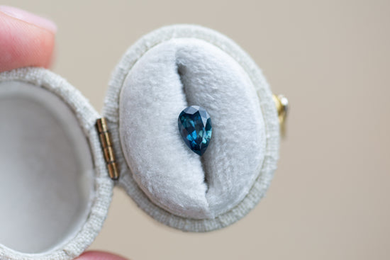 1.07ct Pear Deep Teal Blue Sapphire