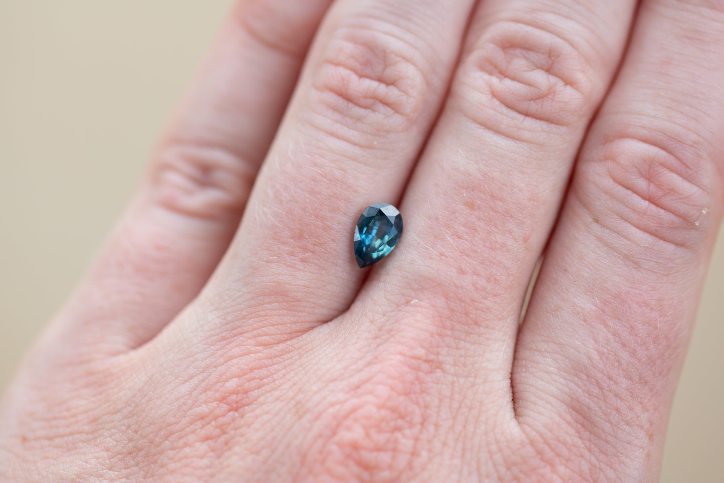 1.07ct Pear Deep Teal Blue Sapphire