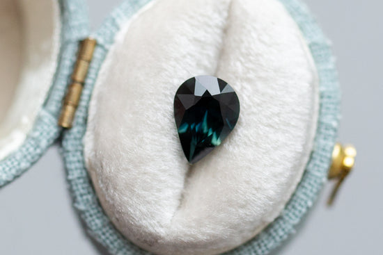 1.82ct Pear Dark Teal Sapphire