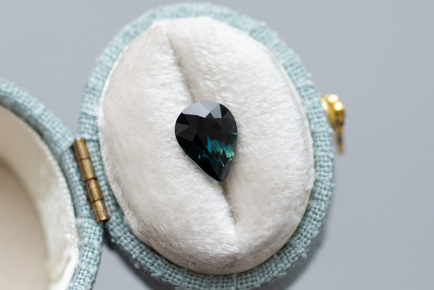 1.82ct Pear Dark Teal Sapphire