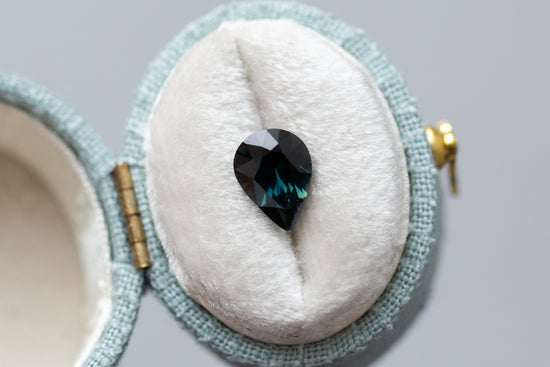 1.82ct Pear Dark Teal Sapphire