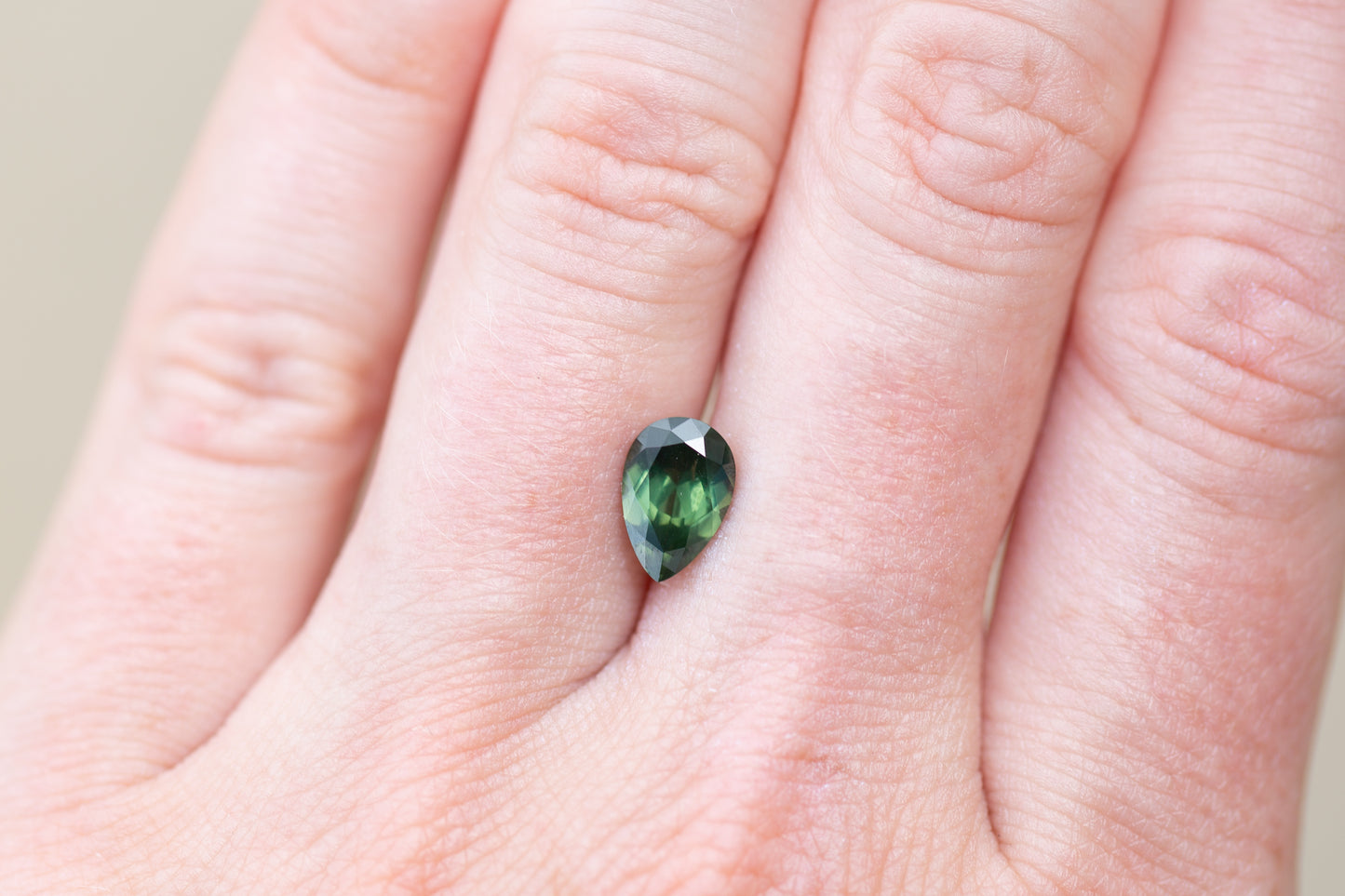 1.78ct Pear Deep Green Teal Sapphire