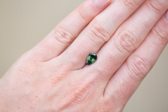 1.78ct Pear Deep Green Teal Sapphire