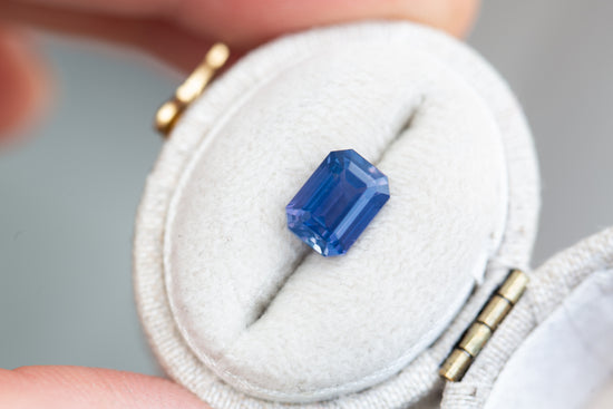 2.05ct emerald cut opalescent blue purple sapphire