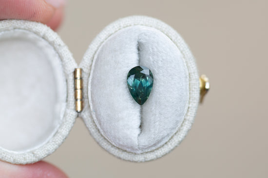 1.66ct Pear Green Teal Sapphire