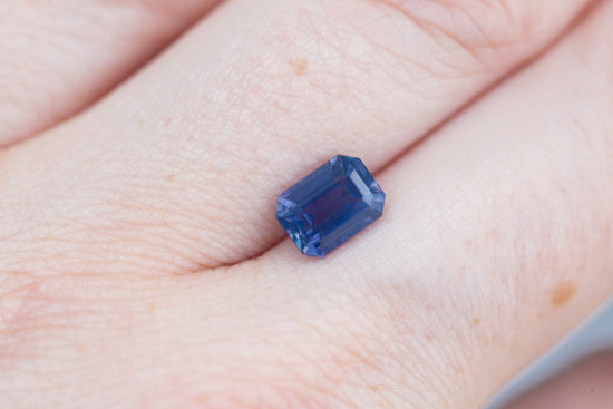 2.05ct emerald cut opalescent blue purple sapphire