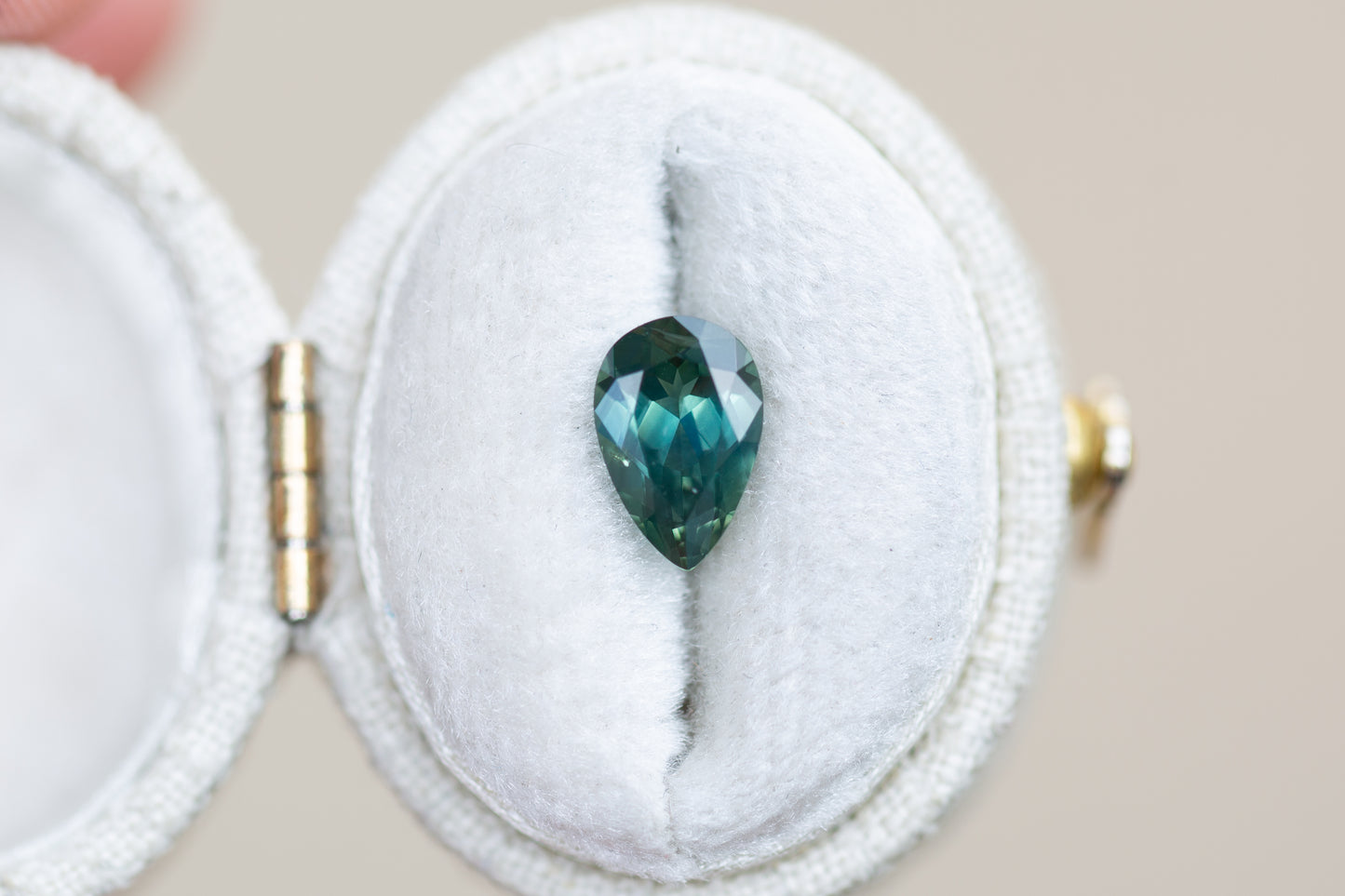 1.66ct Pear Green Teal Sapphire