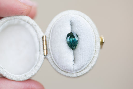 1.66ct Pear Green Teal Sapphire