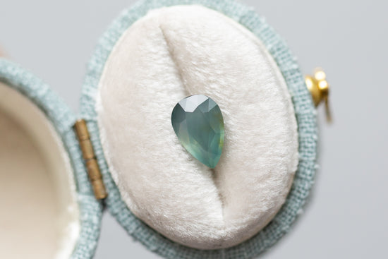 ON HOLD 1.57ct Pear Opalescent Sea Green Sapphire