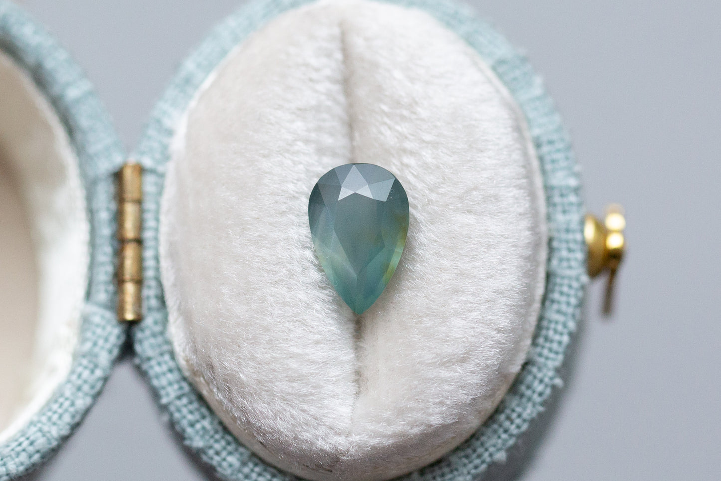 ON HOLD 1.57ct Pear Opalescent Sea Green Sapphire