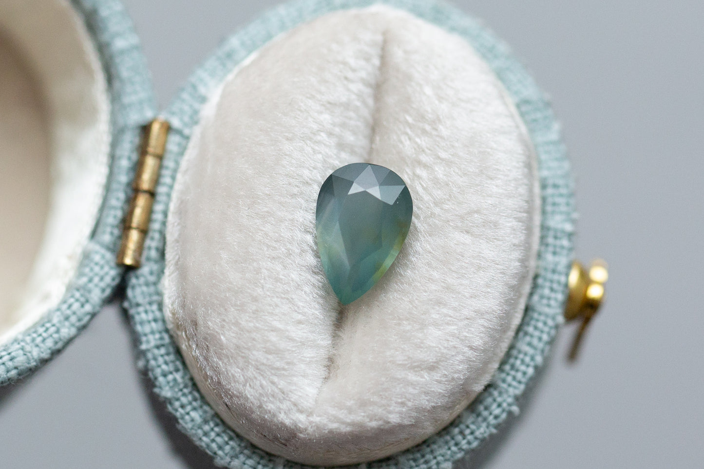 ON HOLD 1.57ct Pear Opalescent Sea Green Sapphire