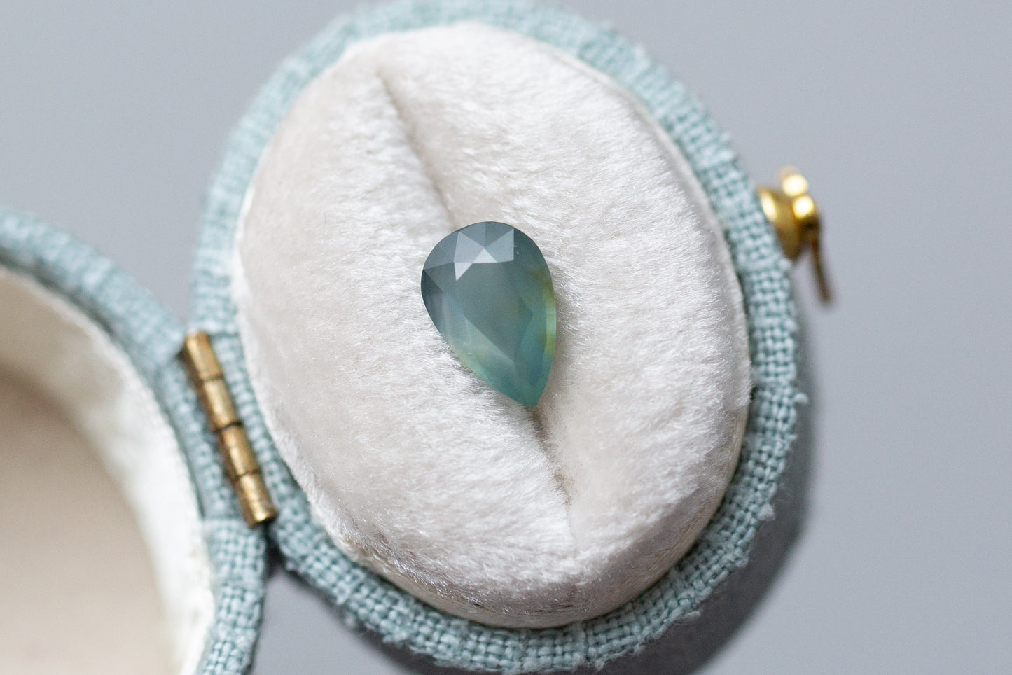 ON HOLD 1.57ct Pear Opalescent Sea Green Sapphire