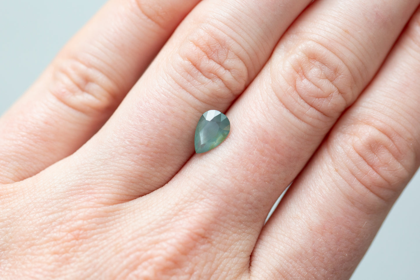 ON HOLD 1.57ct Pear Opalescent Sea Green Sapphire