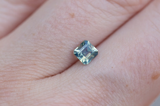 .785ct asscher cut opalescent teal sapphire