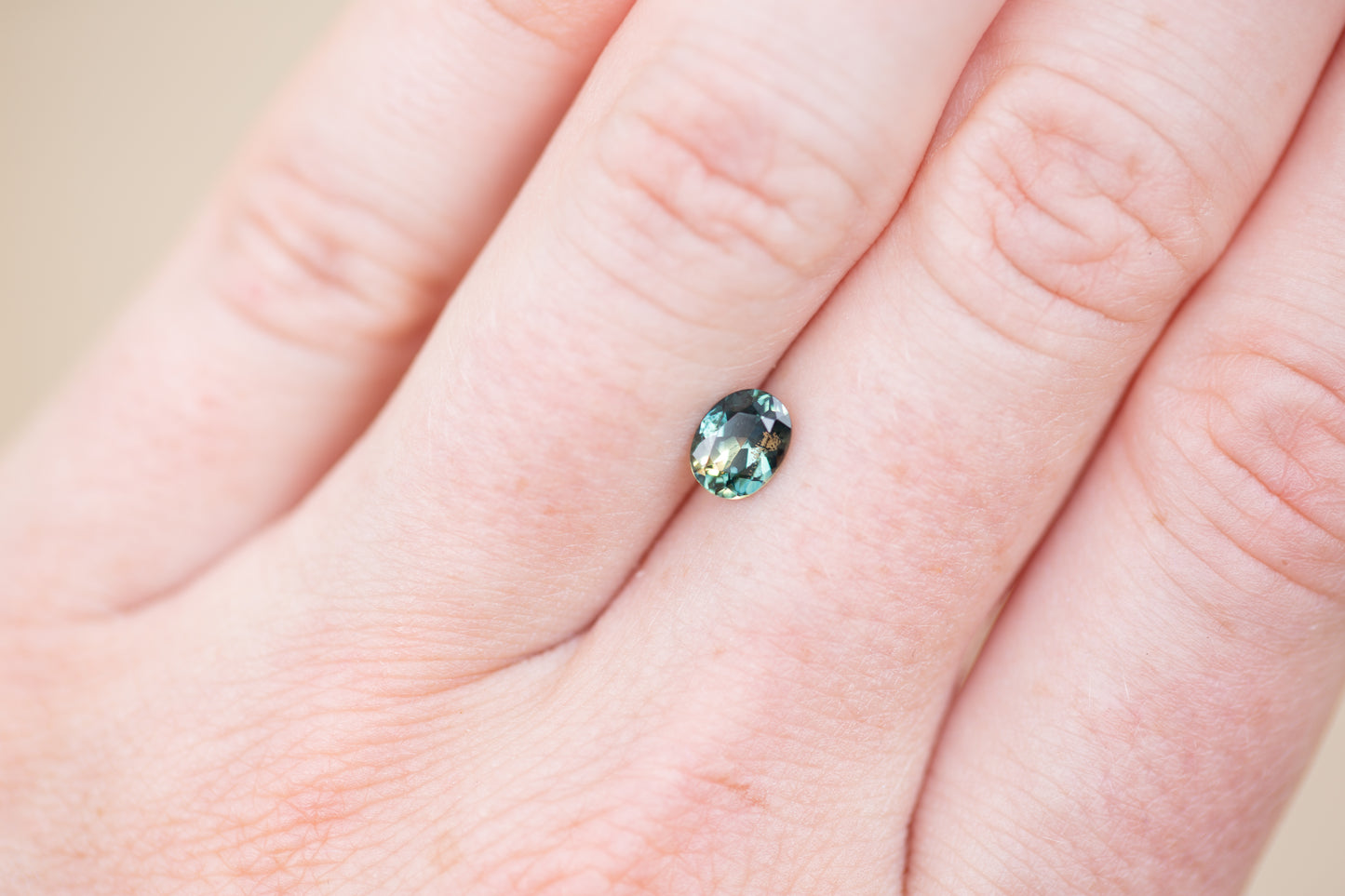 0.81ct Oval Teal Aqua and Yellow Sapphire