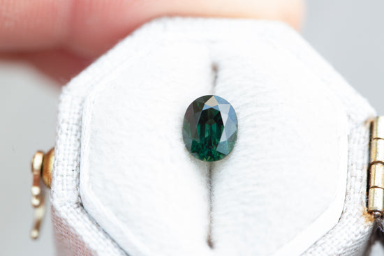 1ct oval dark green sapphire