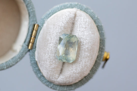 3.95ct Radiant Opalescent Pale Sea Green Sapphire