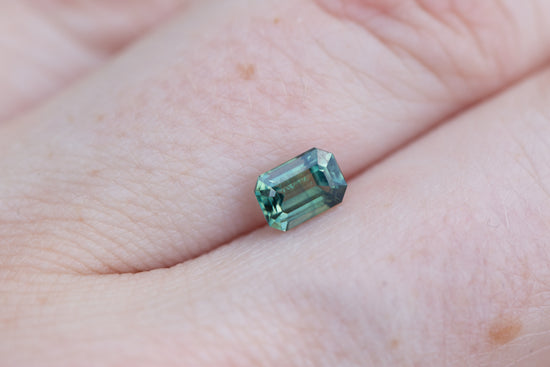 .81ct emerald cut teal green sapphire