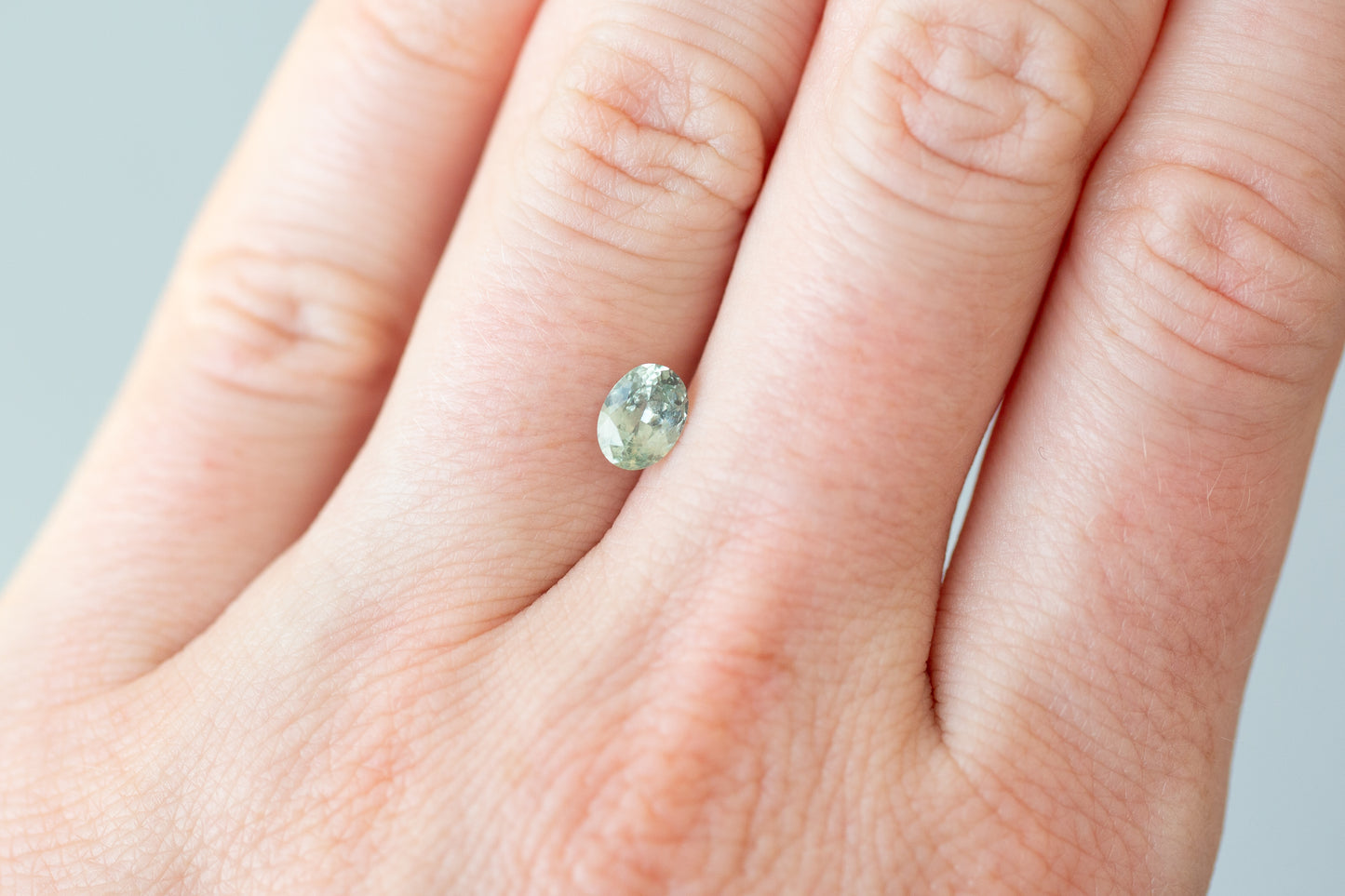 0.77ct Oval Sea Foam Green Sapphire