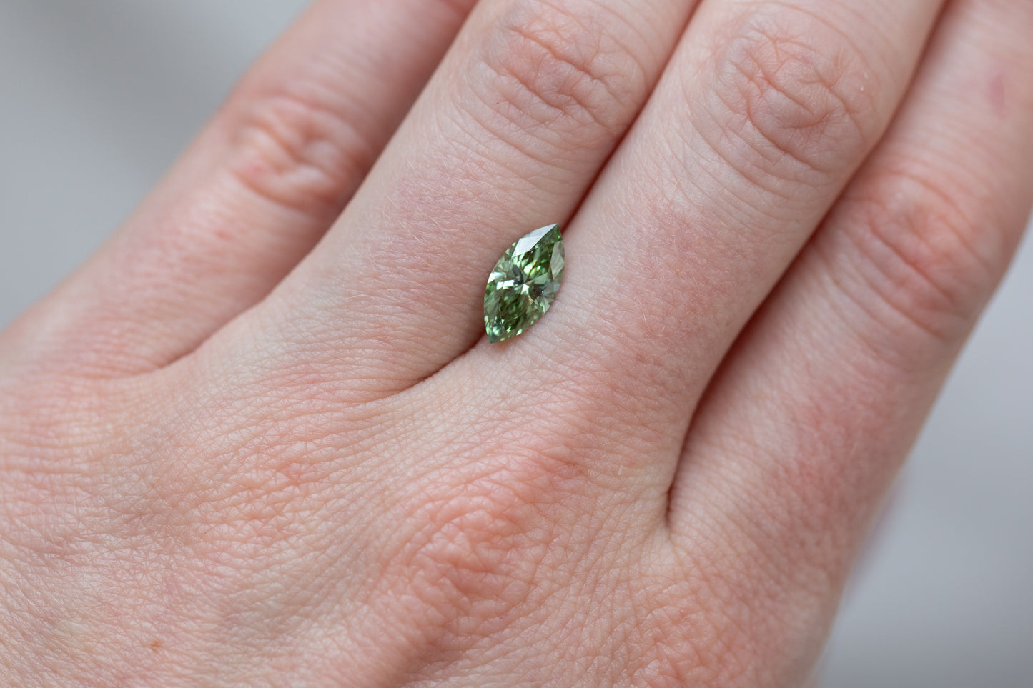 1.35ct Marquise Fancy Vivid Green Lab Diamond, VS1