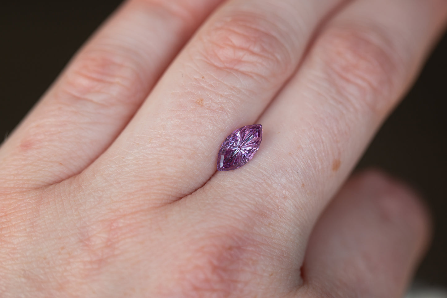 1.63ct marquise pink Starbrite sapphire cut by John Dyer