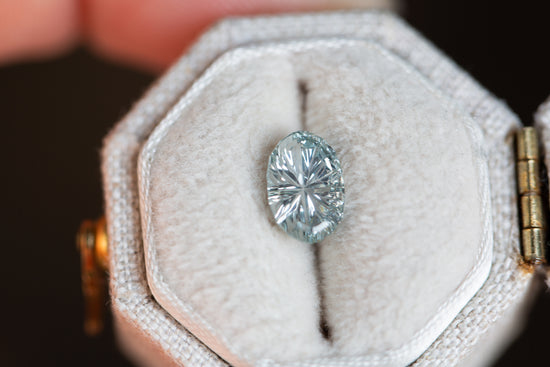 1.59ct oval silver Starbrite sapphire cut by John Dyer