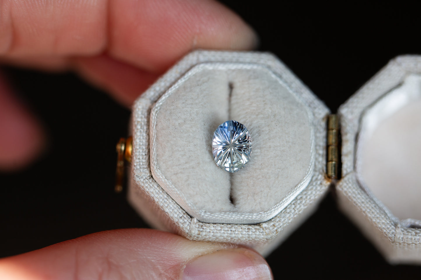 1.89ct oval icy bicolor sapphire, Starbrite cut from John Dyer